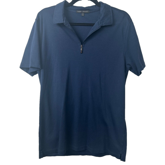 Robert Barakett Other - MEN'S L ROBERT BARAKETT POLO 1/4 ZIP SHIRT PIMA COTTON NAVY BLUE GOLF SS A13